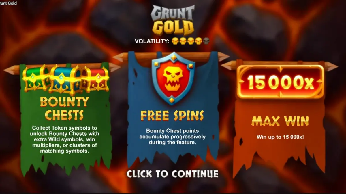 Tampilan visual slot Grunt Gold dengan tema orc dan harta karun